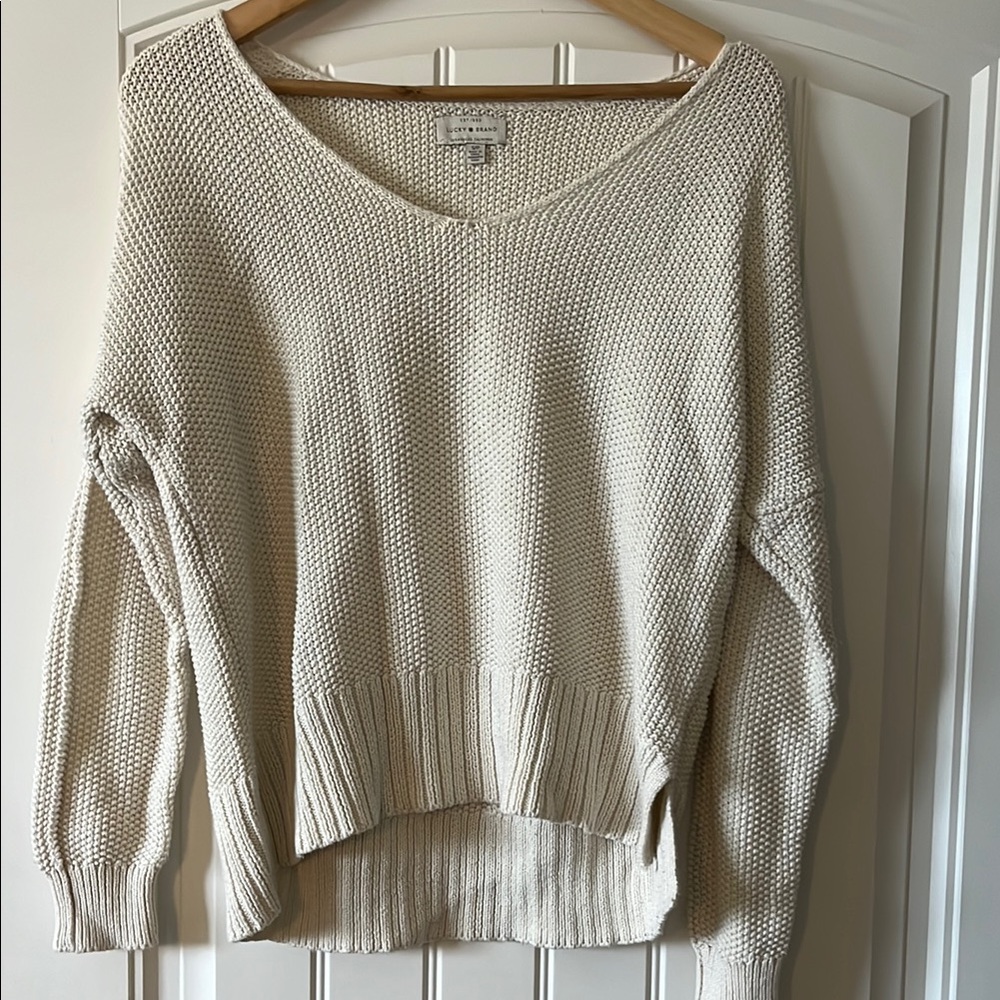 Lucky Brand Cream V-Neck Sweater